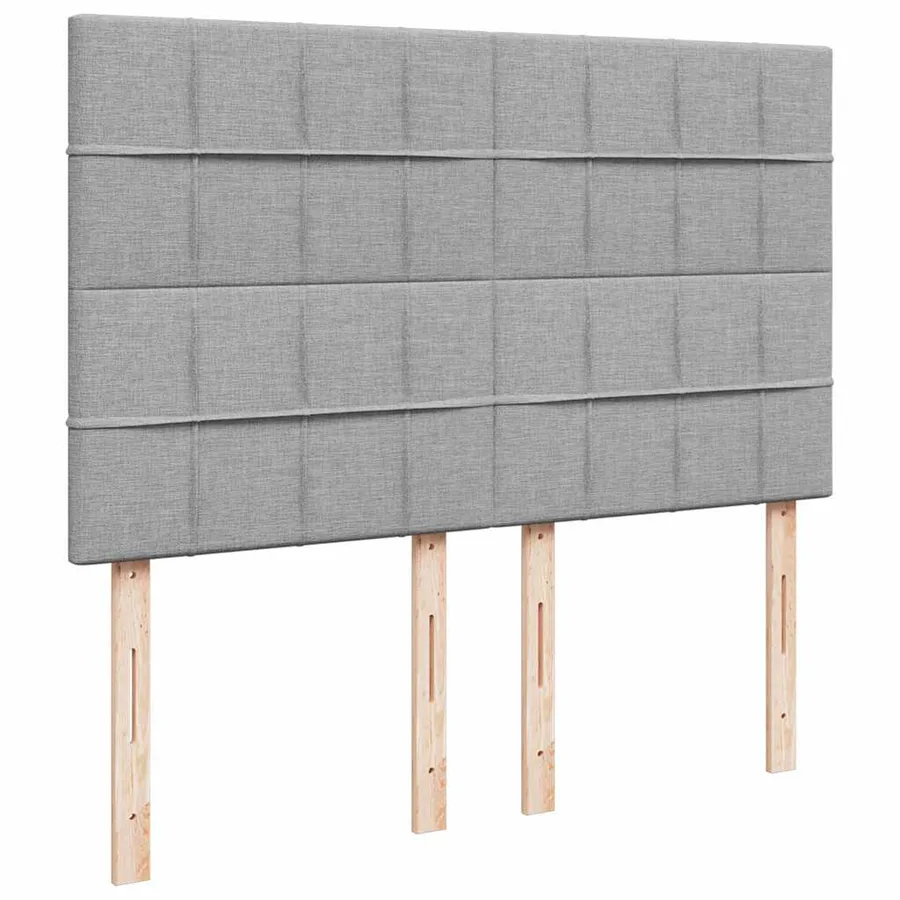 Cadre de lit ottoman et matelas gris clair 140x190 cm tissu - 10