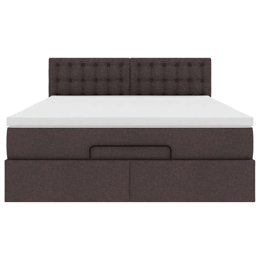 Lit ottoman avec matelas et LED marron foncé 140x190 cm tissu - 8