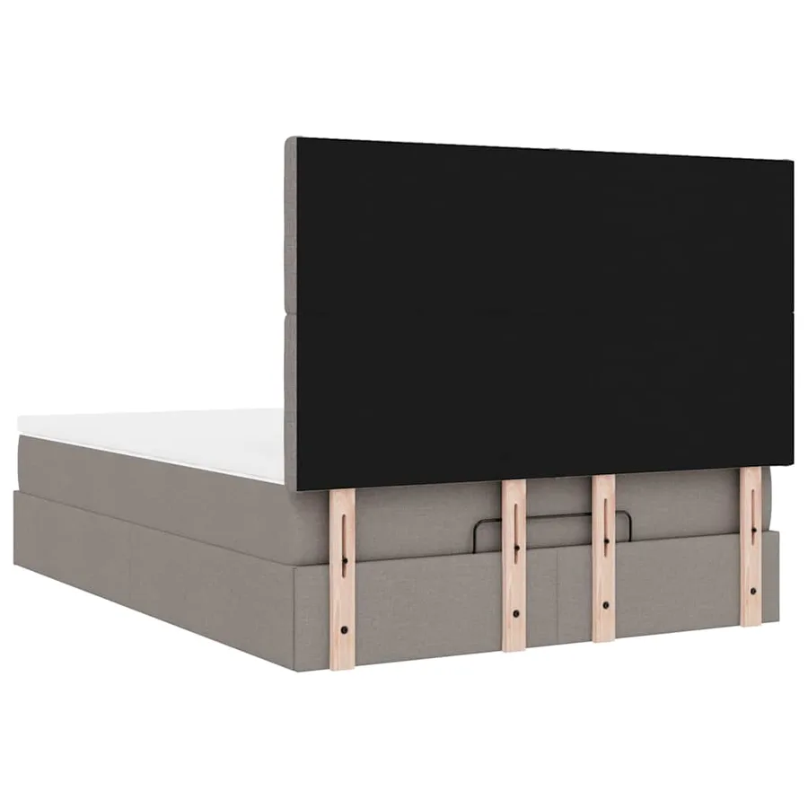 Cadre de lit ottoman avec matelas taupe 140x190 cm tissu - 12