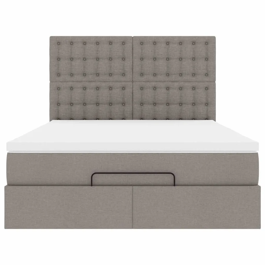 Cadre de lit ottoman avec matelas taupe 140x190 cm tissu - 8