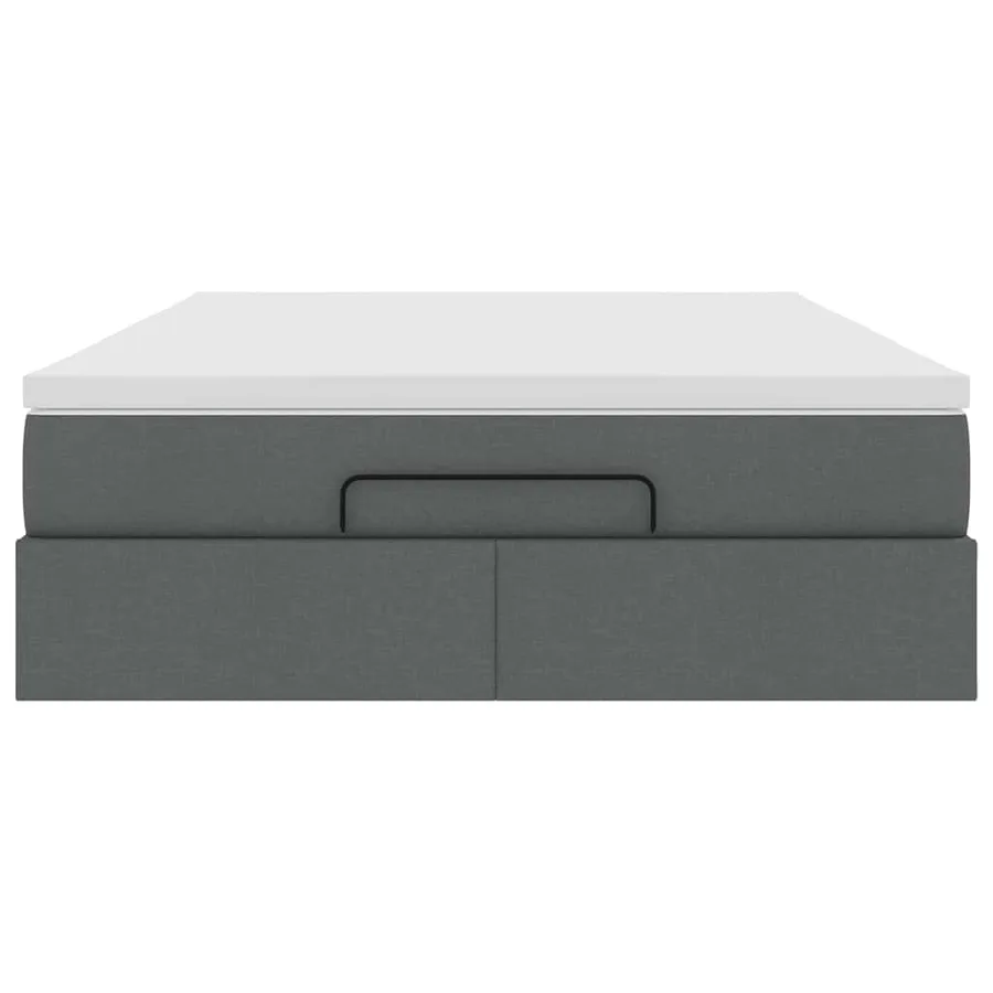 Cadre de lit ottoman avec matelas gris foncé 140x190 cm tissu - 7