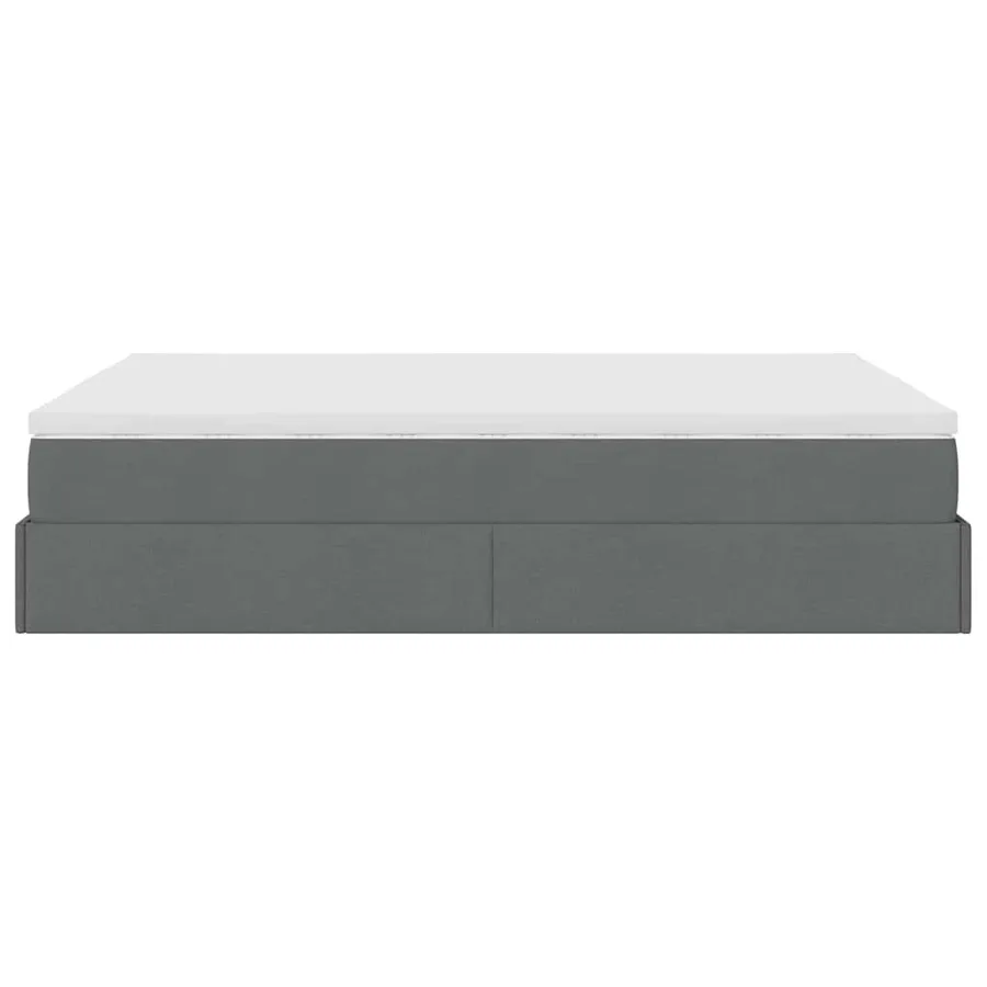 Cadre de lit ottoman avec matelas gris foncé 140x190 cm tissu - 9