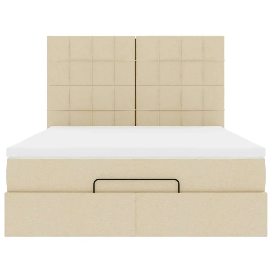 Cadre de lit ottoman avec matelas crème 140x190 cm tissu - 8