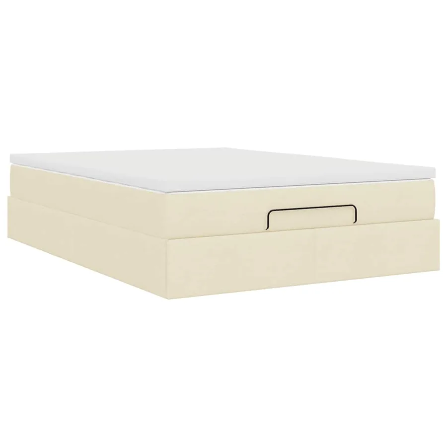Cadre de lit ottoman avec matelas crème 140x190 cm tissu - 10