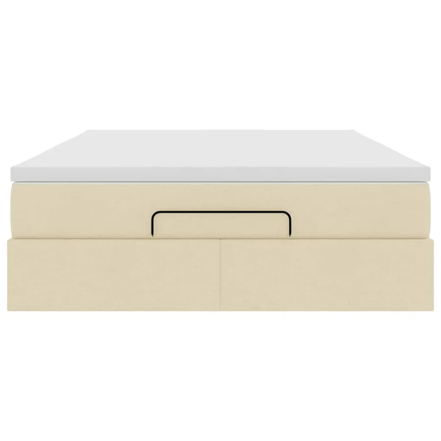 Cadre de lit ottoman avec matelas crème 140x190 cm tissu - 7