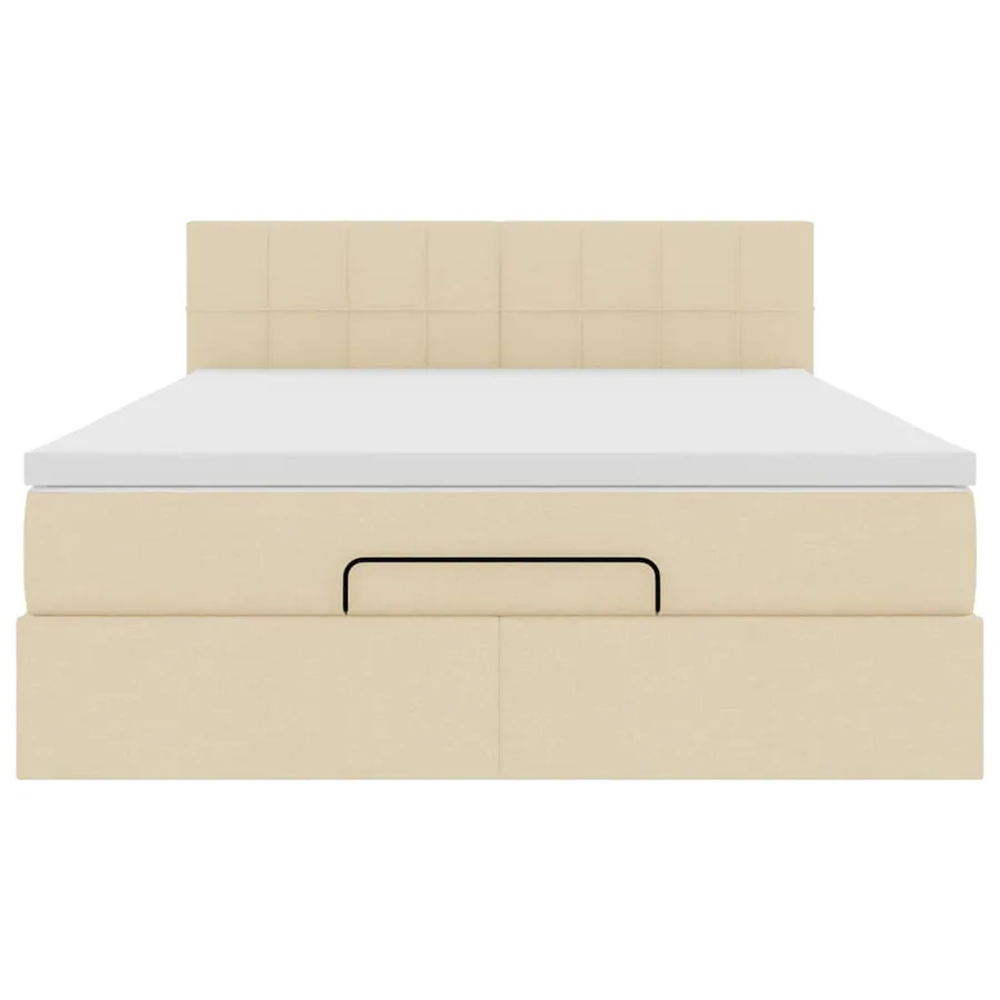 Lit ottoman avec matelas crème 140x190 cm tissu - 7