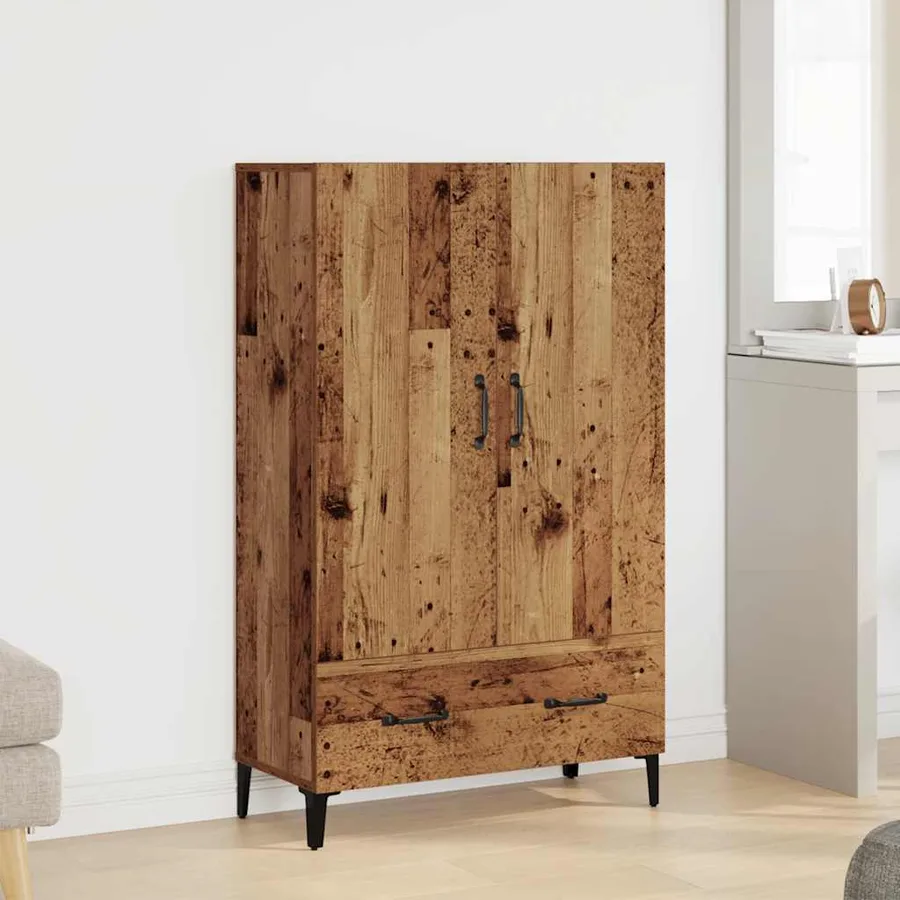 Buffet haut vieux bois 70x31x115 cm bois d'ingénierie - 2