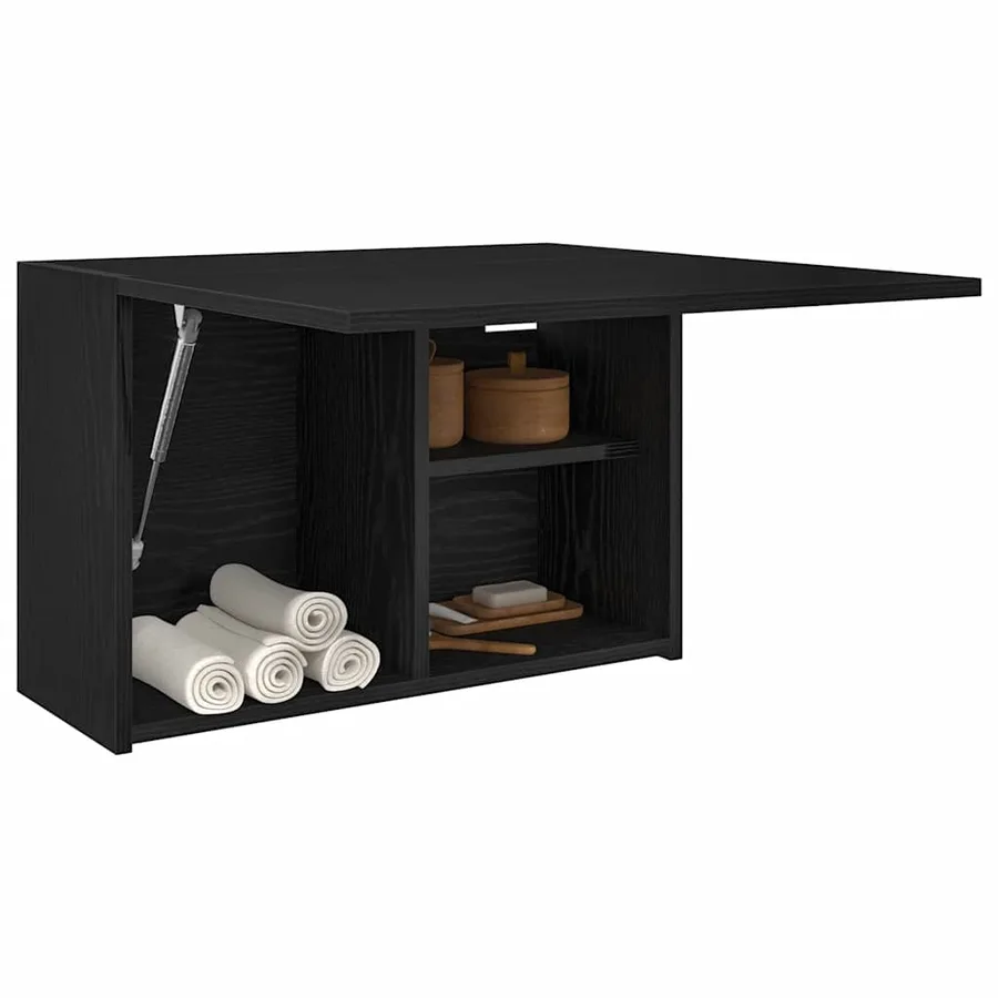 Armoire murale de bain noir 60x25x40 cm bois d'ingénierie - 4