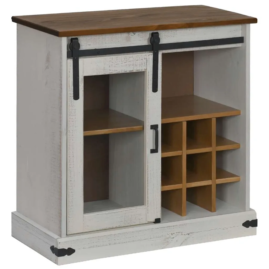 Buffet HALDEN porte coulissante blanc 80x40x80 cm bois massif - 2