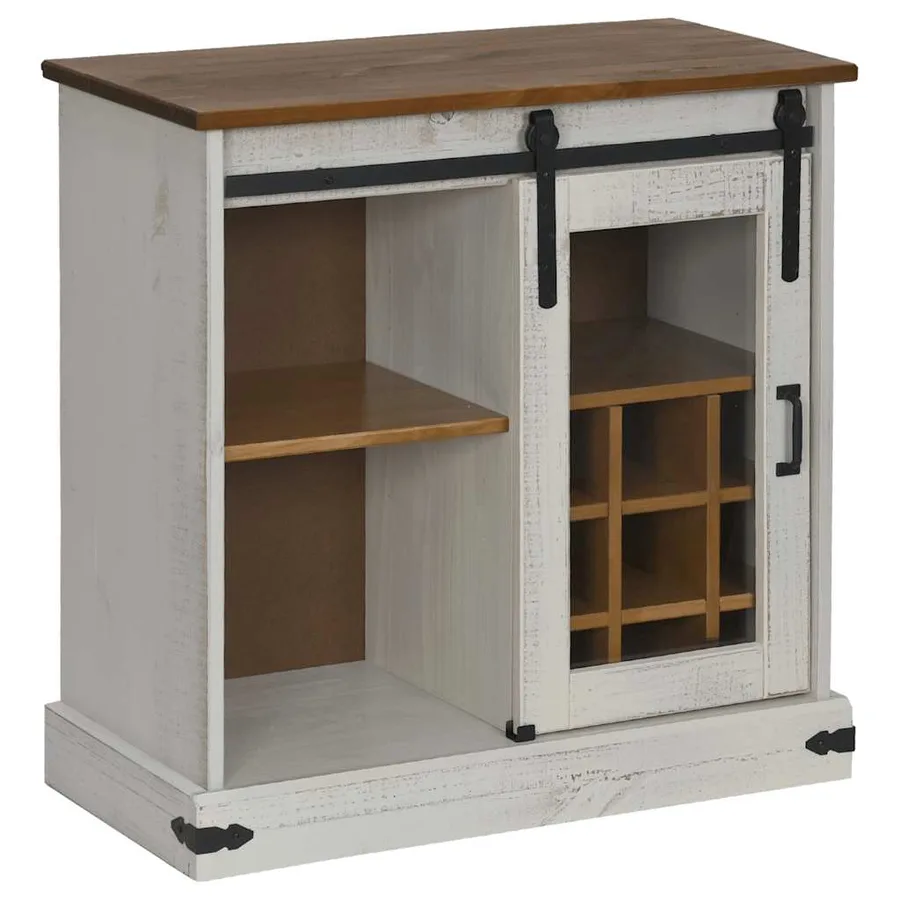 Buffet HALDEN porte coulissante blanc 80x40x80 cm bois massif - 4