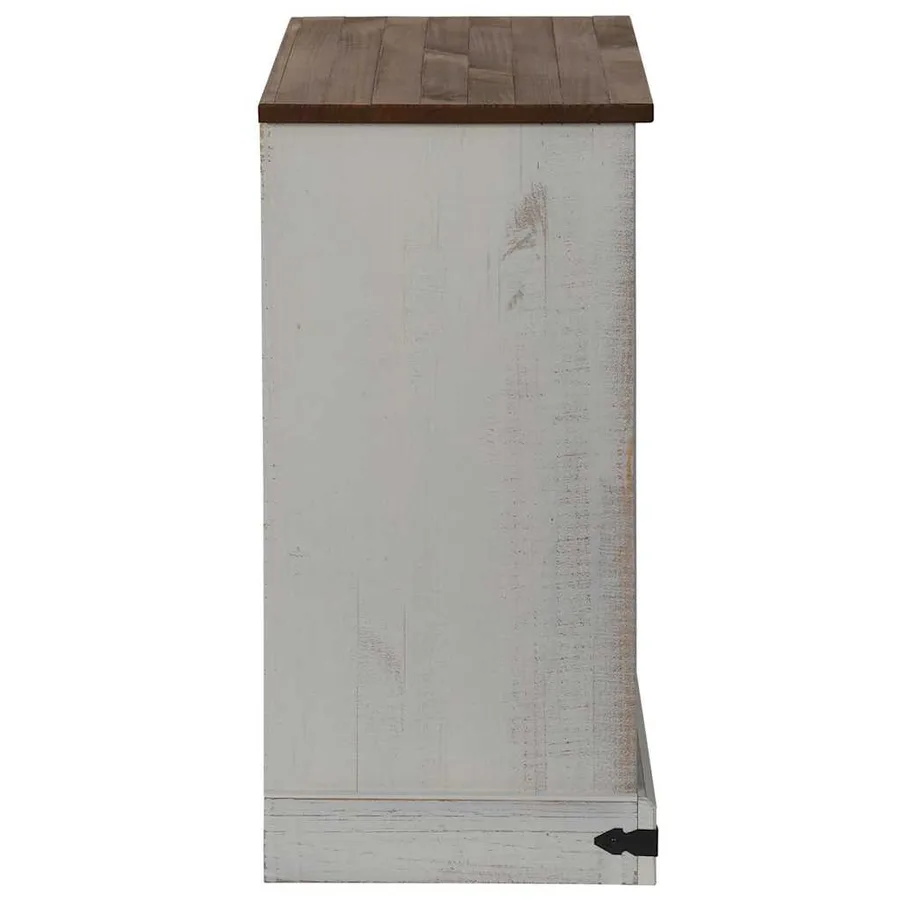 Buffet HALDEN porte coulissante blanc 80x40x80 cm bois massif - 5