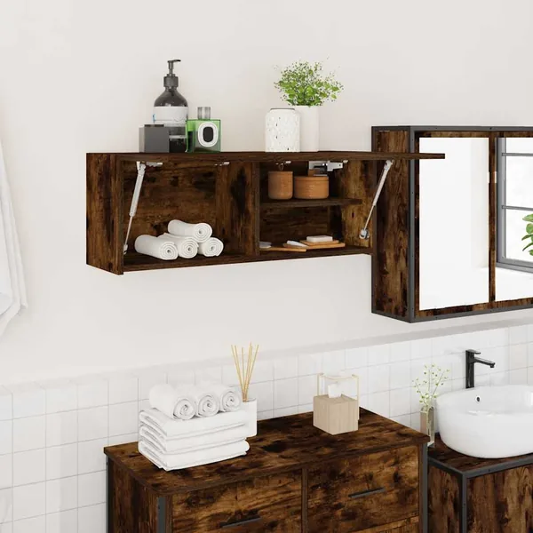 Armoire murale de bain chêne fumé 80x25x30 cm bois d'ingénierie