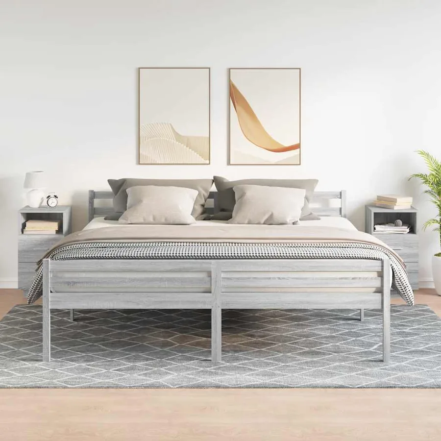 Tables de chevet 2 pcs avec 2 tiroirs sonoma gris 36x36x68 cm - 3