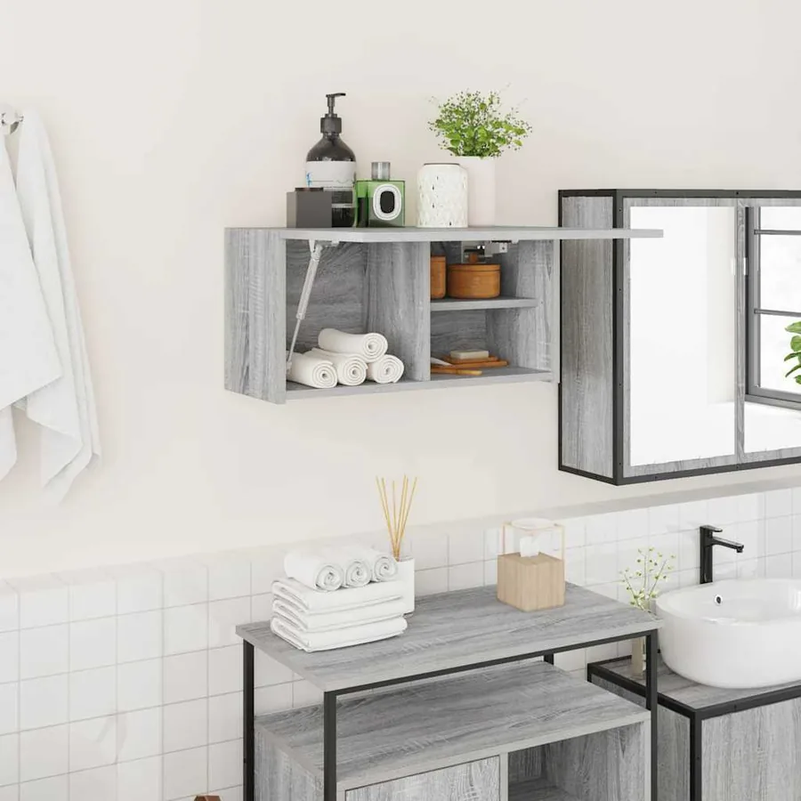 Armoire murale de bain sonoma gris 60x25x30cm bois d'ingénierie