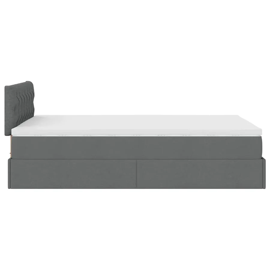 Lit ottoman avec matelas gris foncé 120x190 cm tissu - 10