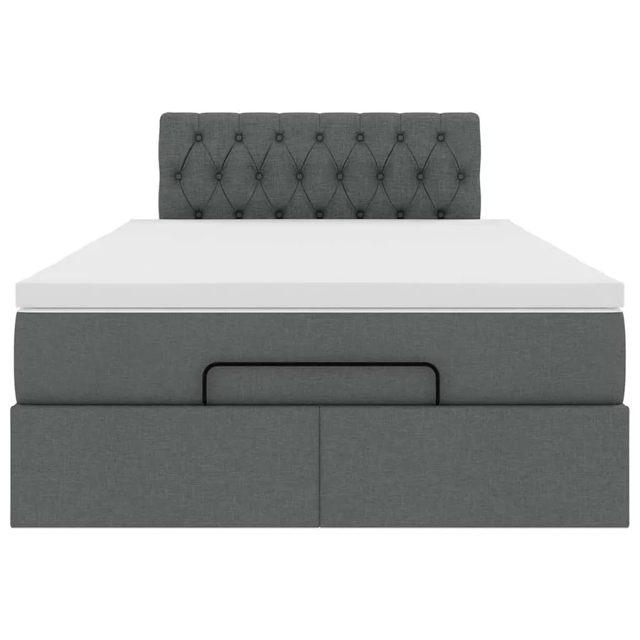 Lit ottoman avec matelas gris foncé 120x190 cm tissu - 7