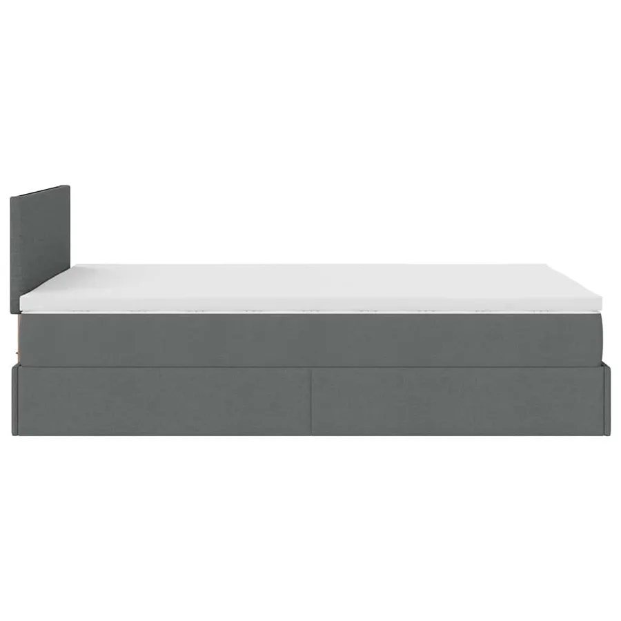Lit ottoman avec matelas et LED gris foncé 120x190 cm tissu - 11