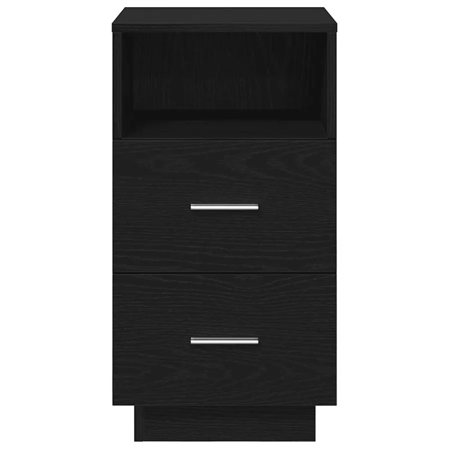 Table de chevet avec 2 tiroirs noir 36x36x68 cm - 4