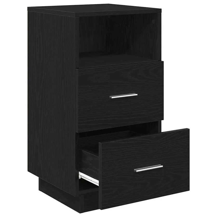 Table de chevet avec 2 tiroirs noir 36x36x68 cm - 5