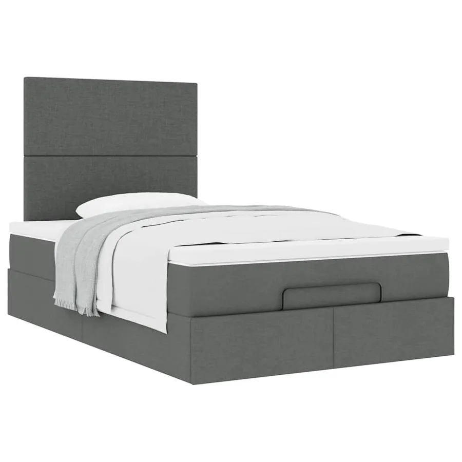 Cadre de lit ottoman avec matelas gris foncé 120x190 cm tissu - 5