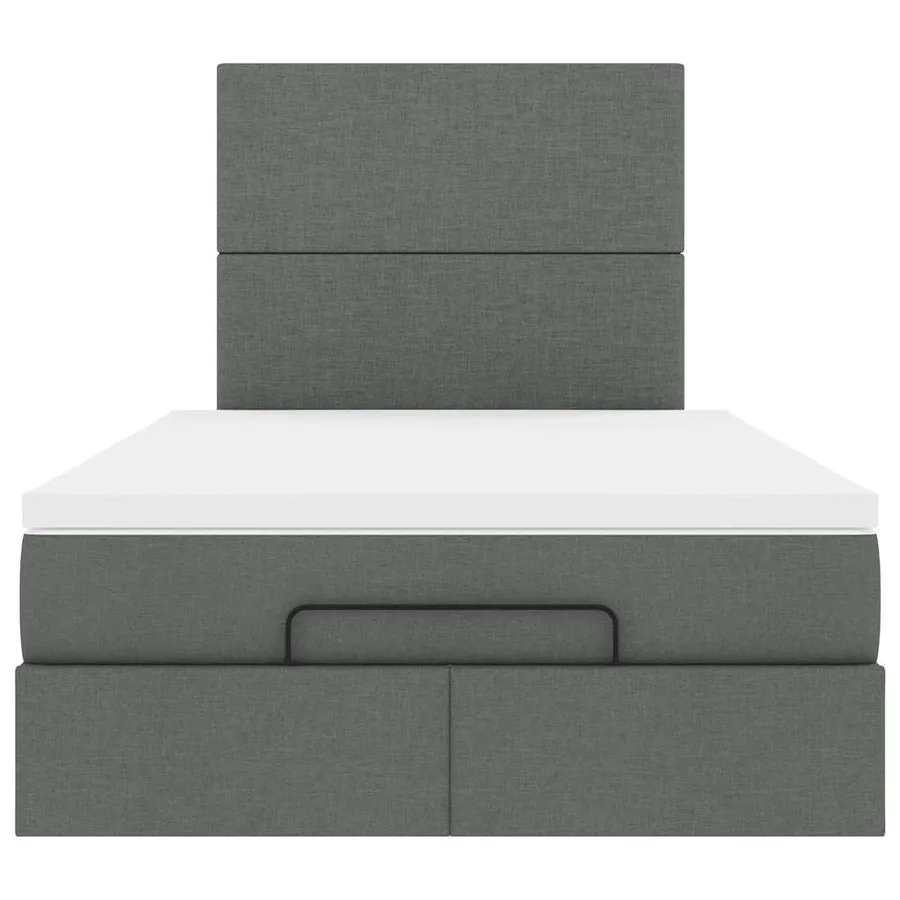 Cadre de lit ottoman avec matelas gris foncé 120x190 cm tissu - 7