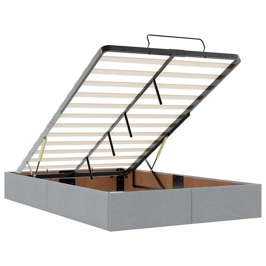 Lit ottoman avec matelas gris clair 120x190 cm tissu - 13
