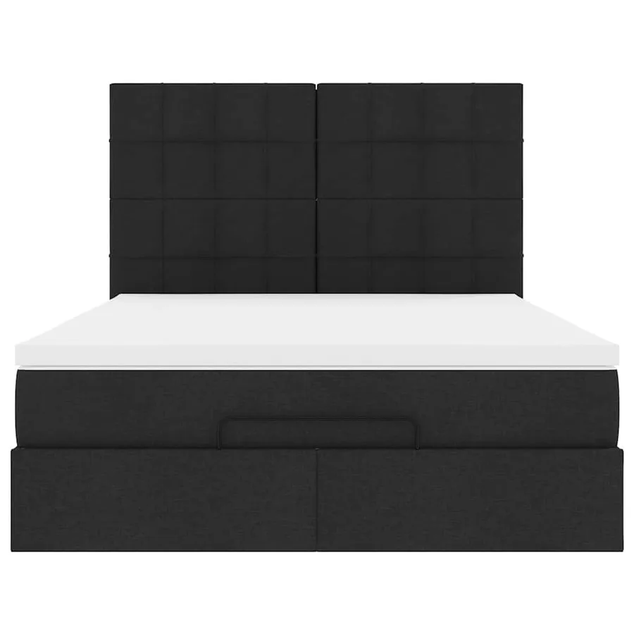 Cadre de lit ottoman avec matelas noir 140x200 cm tissu - 7