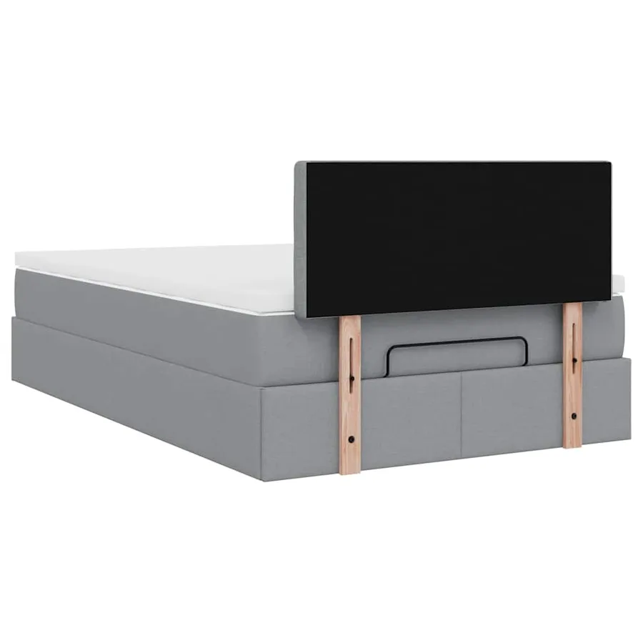 Lit ottoman avec matelas gris clair 120x190 cm tissu - 11