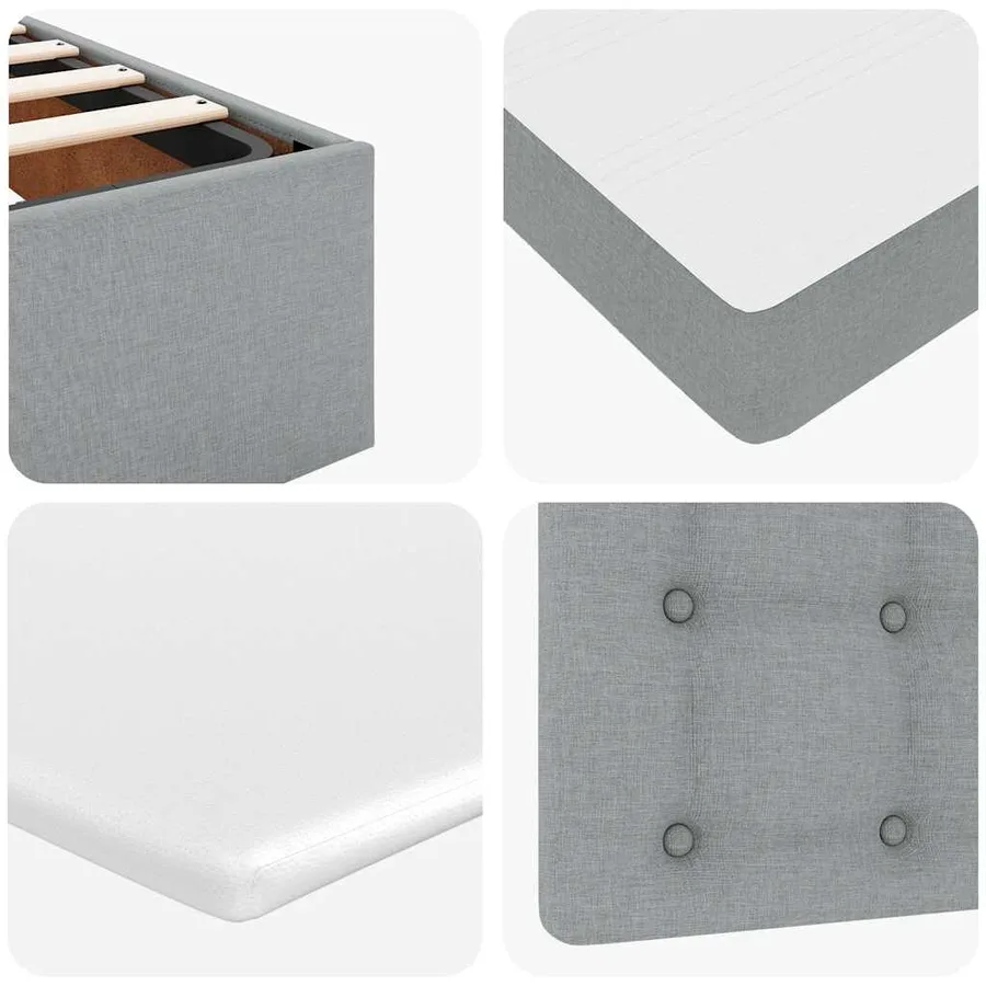 Lit ottoman avec matelas gris clair 120x190 cm tissu - 13