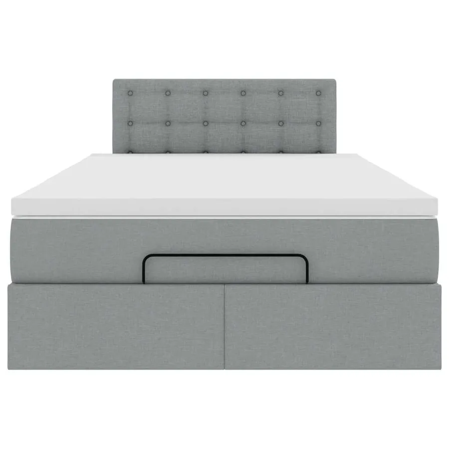 Lit ottoman avec matelas gris clair 120x190 cm tissu - 7