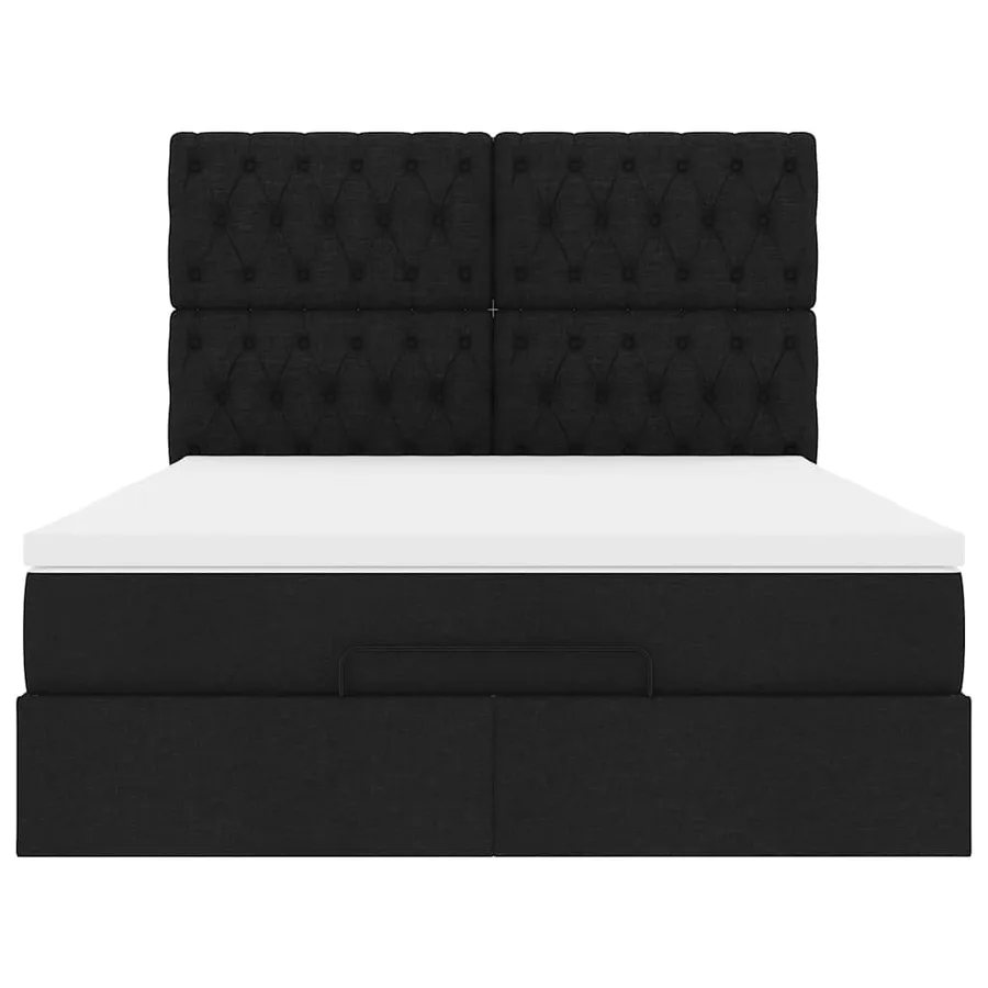 Cadre de lit ottoman avec matelas noir 140x200 cm tissu - 7