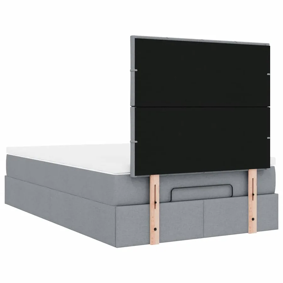 Cadre de lit ottoman avec matelas gris clair 120x190 cm tissu - 11