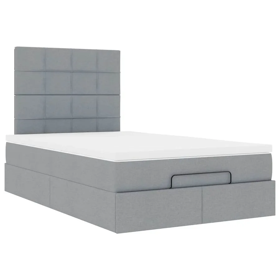 Cadre de lit ottoman avec matelas gris clair 120x190 cm tissu - 6