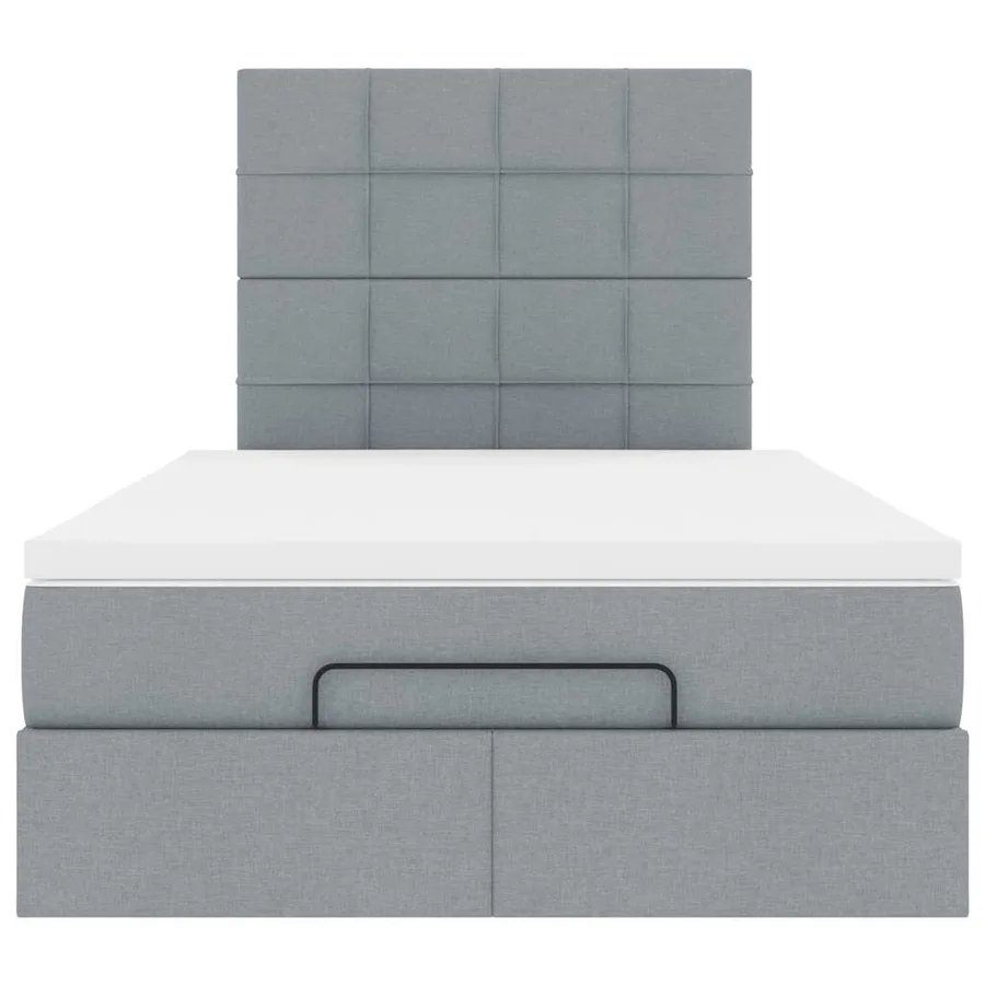 Cadre de lit ottoman avec matelas gris clair 120x190 cm tissu - 7