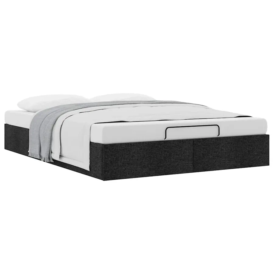 Cadre de lit ottoman sans matelas noir 140x200 cm tissu - 5