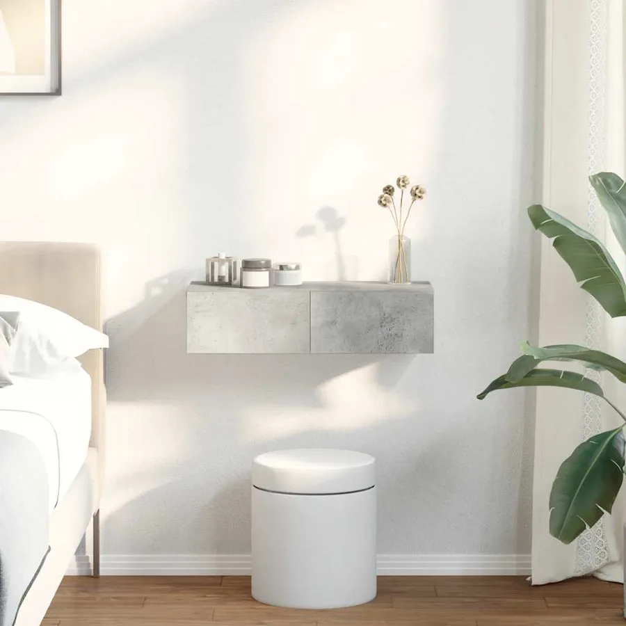 Étagère murale avec tiroirs gris béton bois d'ingénierie - 3