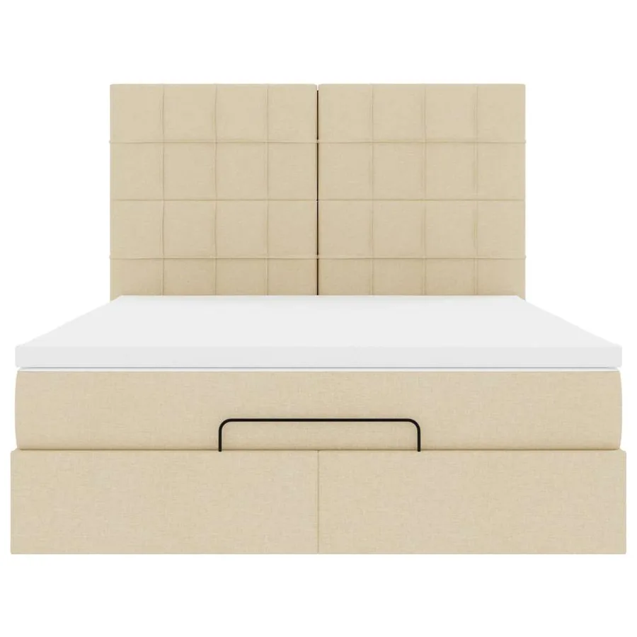 Cadre de lit ottoman avec matelas crème 140x200 cm tissu - 8