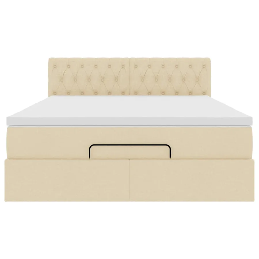 Lit ottoman avec matelas crème 140x200 cm tissu - 7