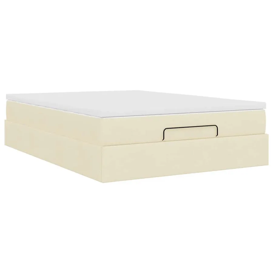 Cadre de lit ottoman avec matelas crème 140x200 cm tissu - 10