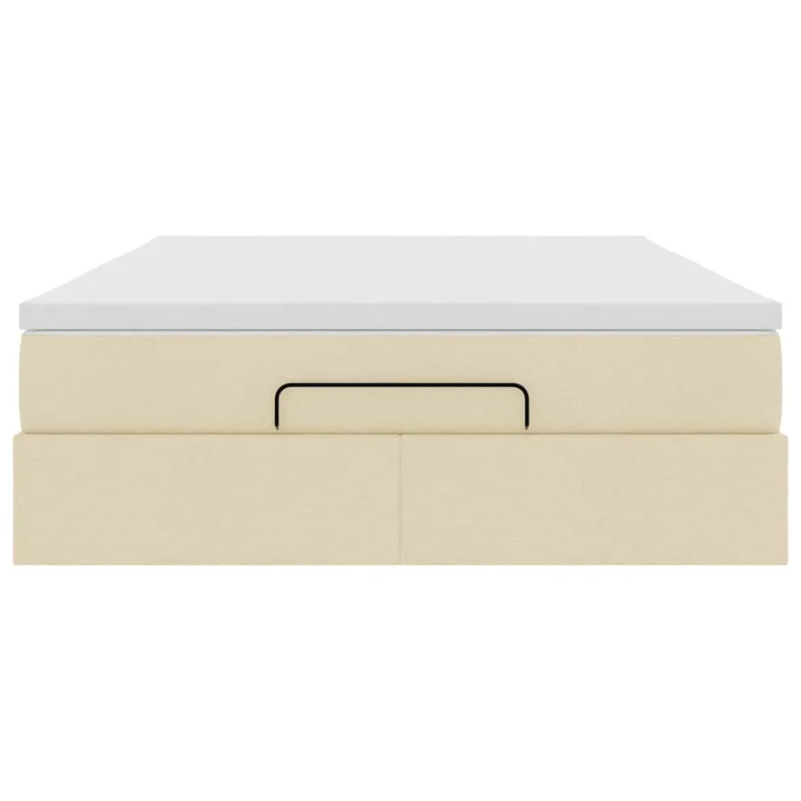 Cadre de lit ottoman avec matelas crème 140x200 cm tissu - 8