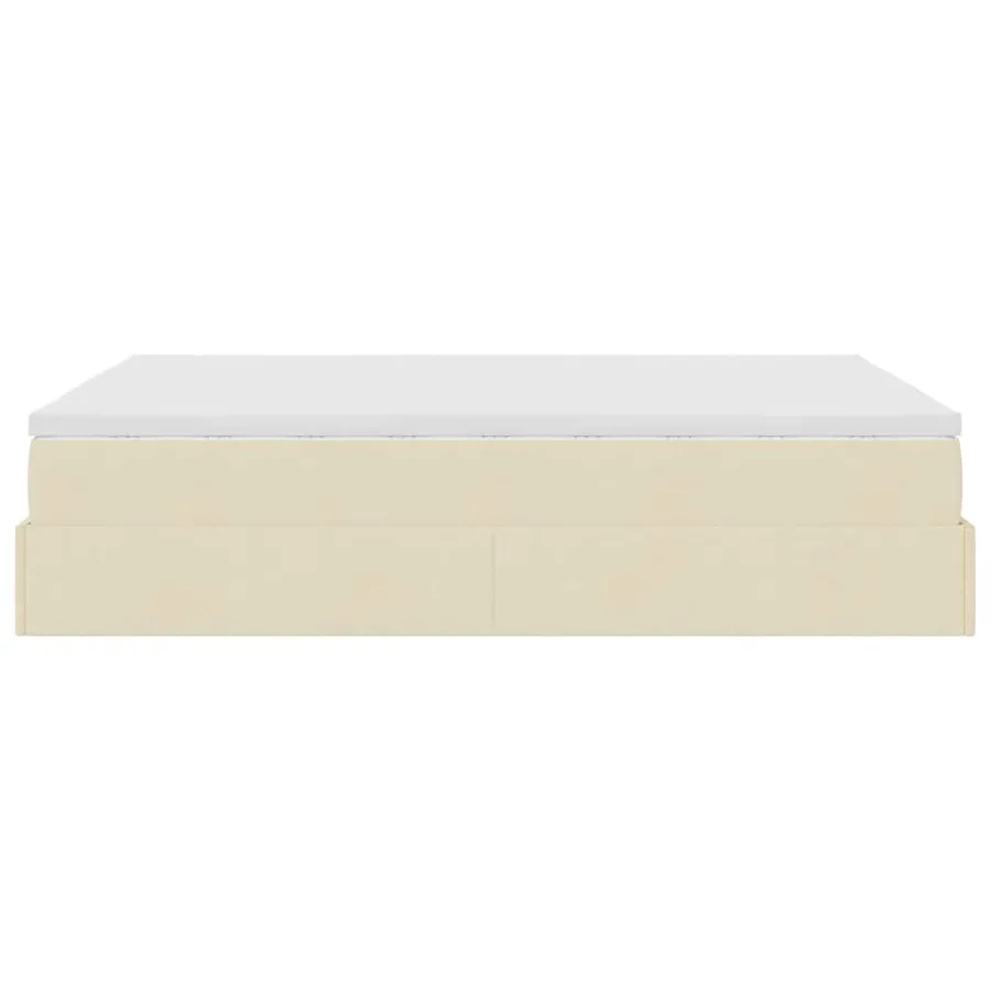 Cadre de lit ottoman avec matelas crème 140x200 cm tissu - 9