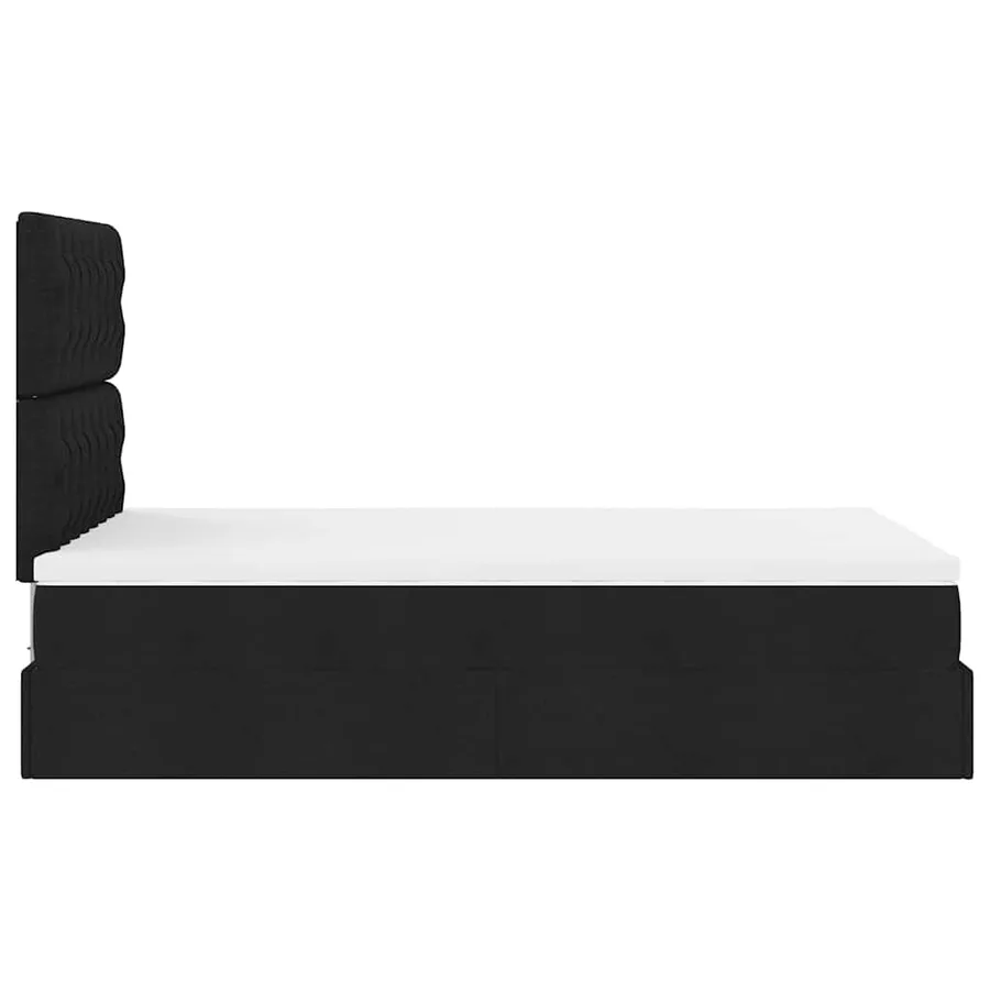 Cadre de lit ottoman avec matelas noir 120x190 cm tissu - 10