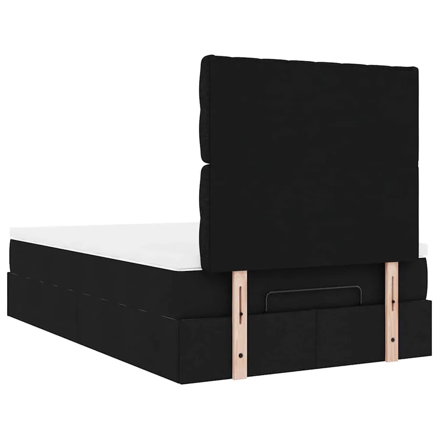 Cadre de lit ottoman avec matelas noir 120x190 cm tissu - 11