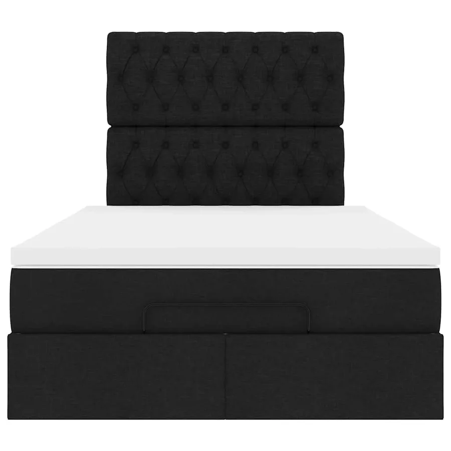Cadre de lit ottoman avec matelas noir 120x190 cm tissu - 7