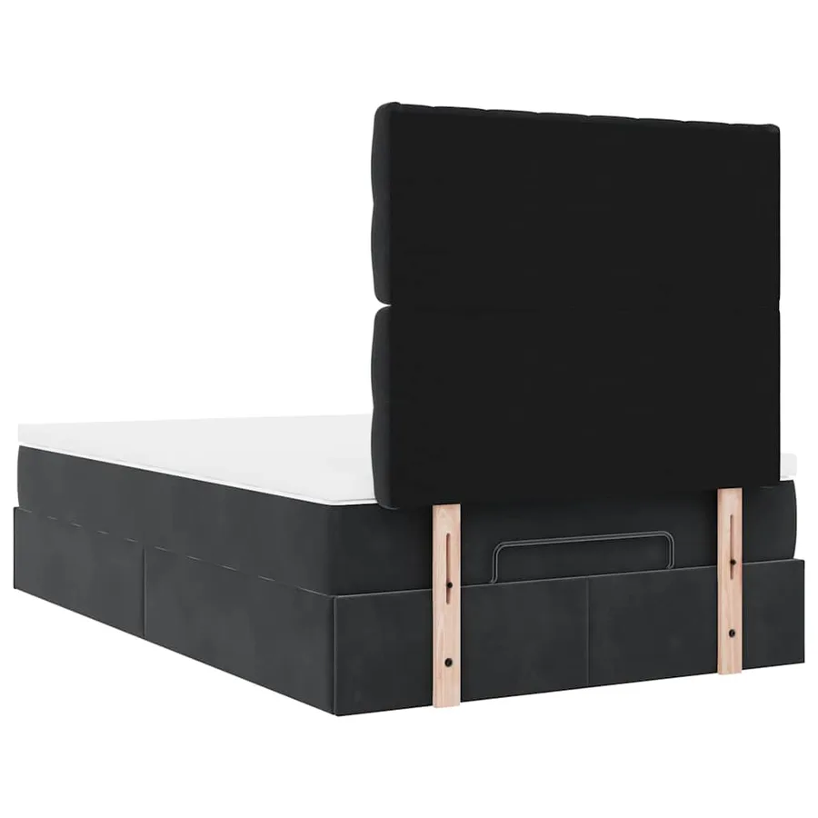 Cadre de lit ottoman avec matelas noir 120x190 cm tissu - 12