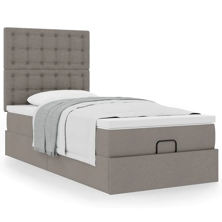 Lit ottoman avec matelas taupe 100x200 cm tissu - 4