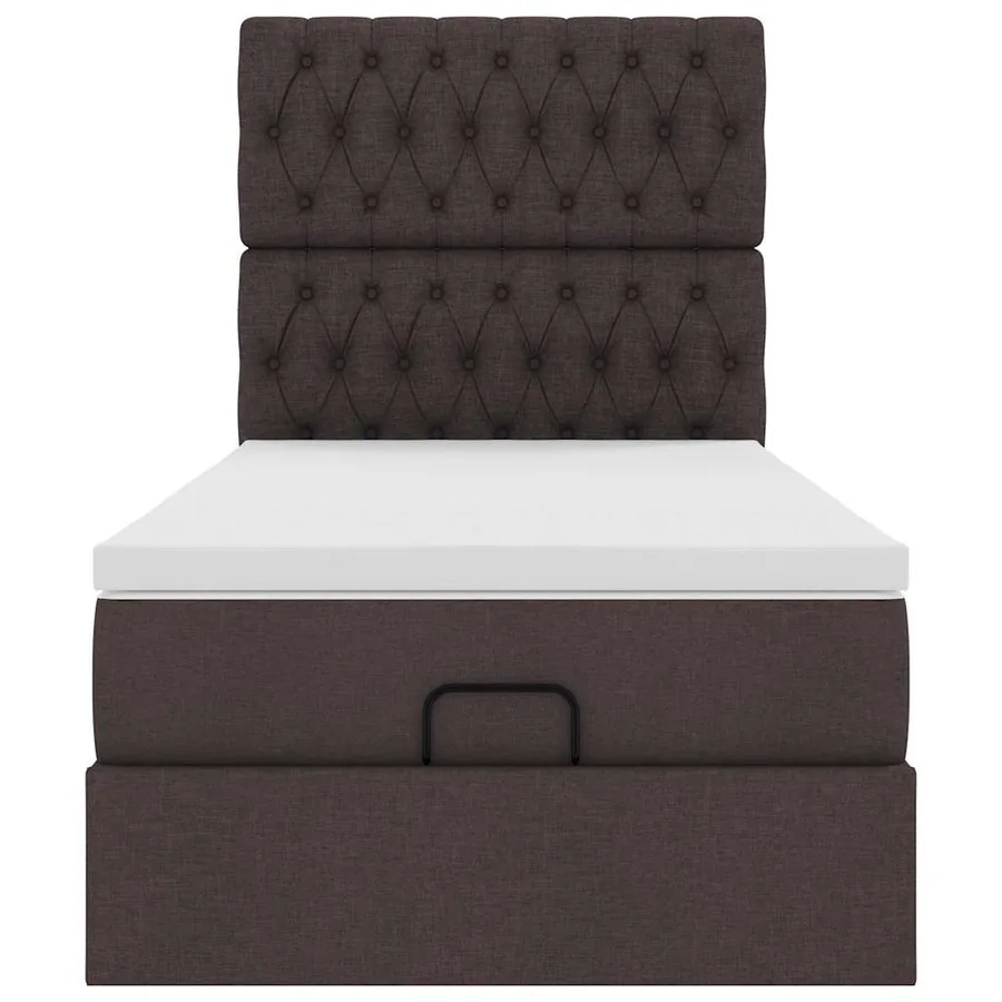 Lit ottoman avec matelas marron foncé 100x200 cm tissu - 7