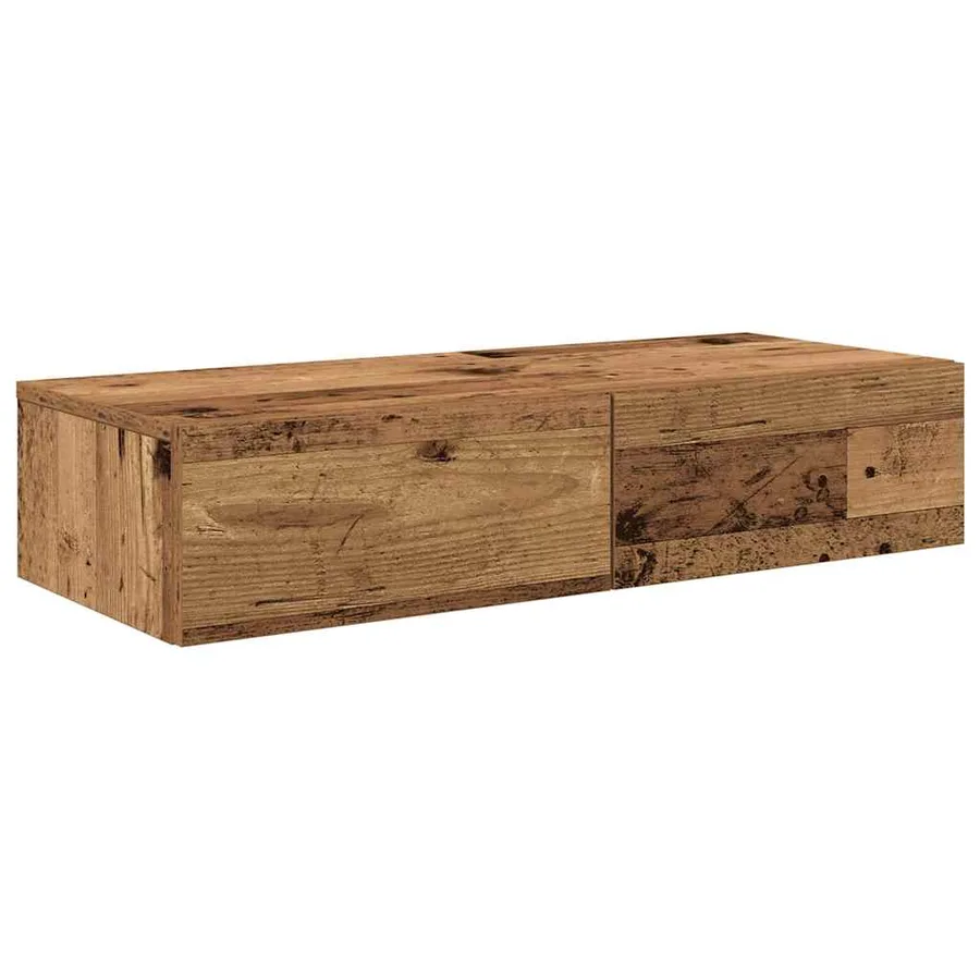 Étagère murale avec tiroirs vieux bois bois d'ingénierie - 2