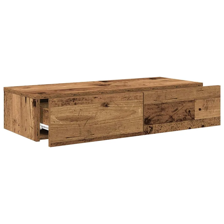 Étagère murale avec tiroirs vieux bois bois d'ingénierie - 7
