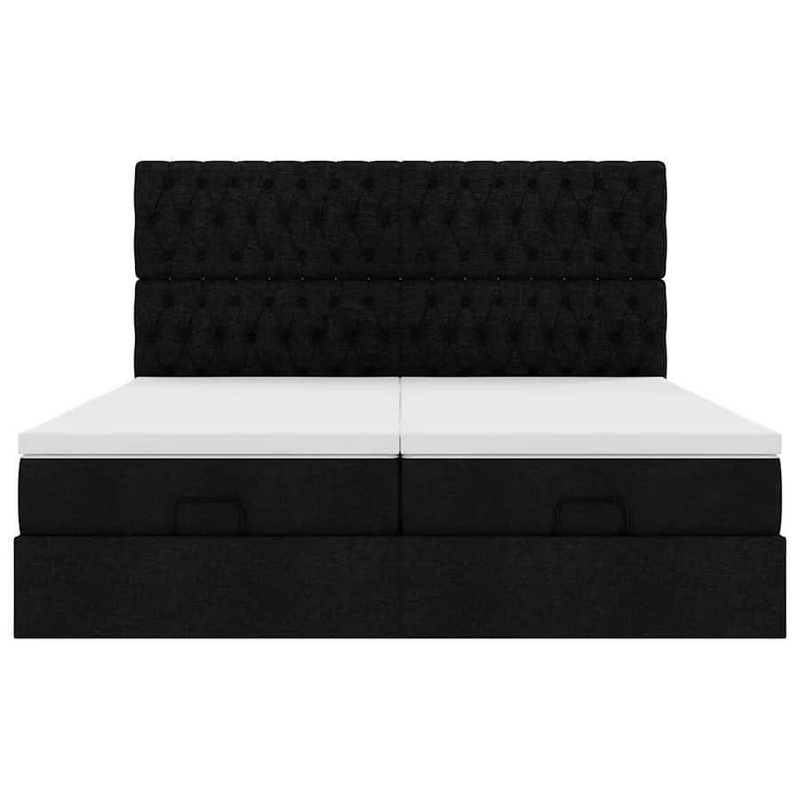 Cadre de lit ottoman avec matelas noir 200x200cm tissu - 7